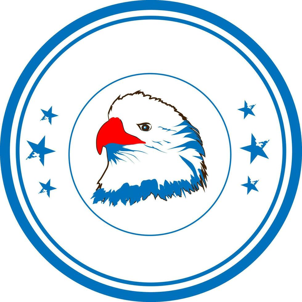 Flat illustration of an eagle in a circular frame. vector