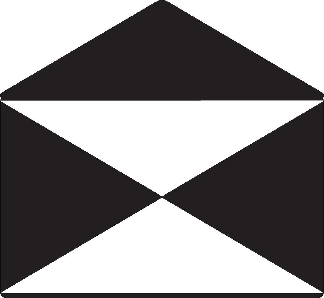 Black and white open envelope. Glyph icon or symbol. vector