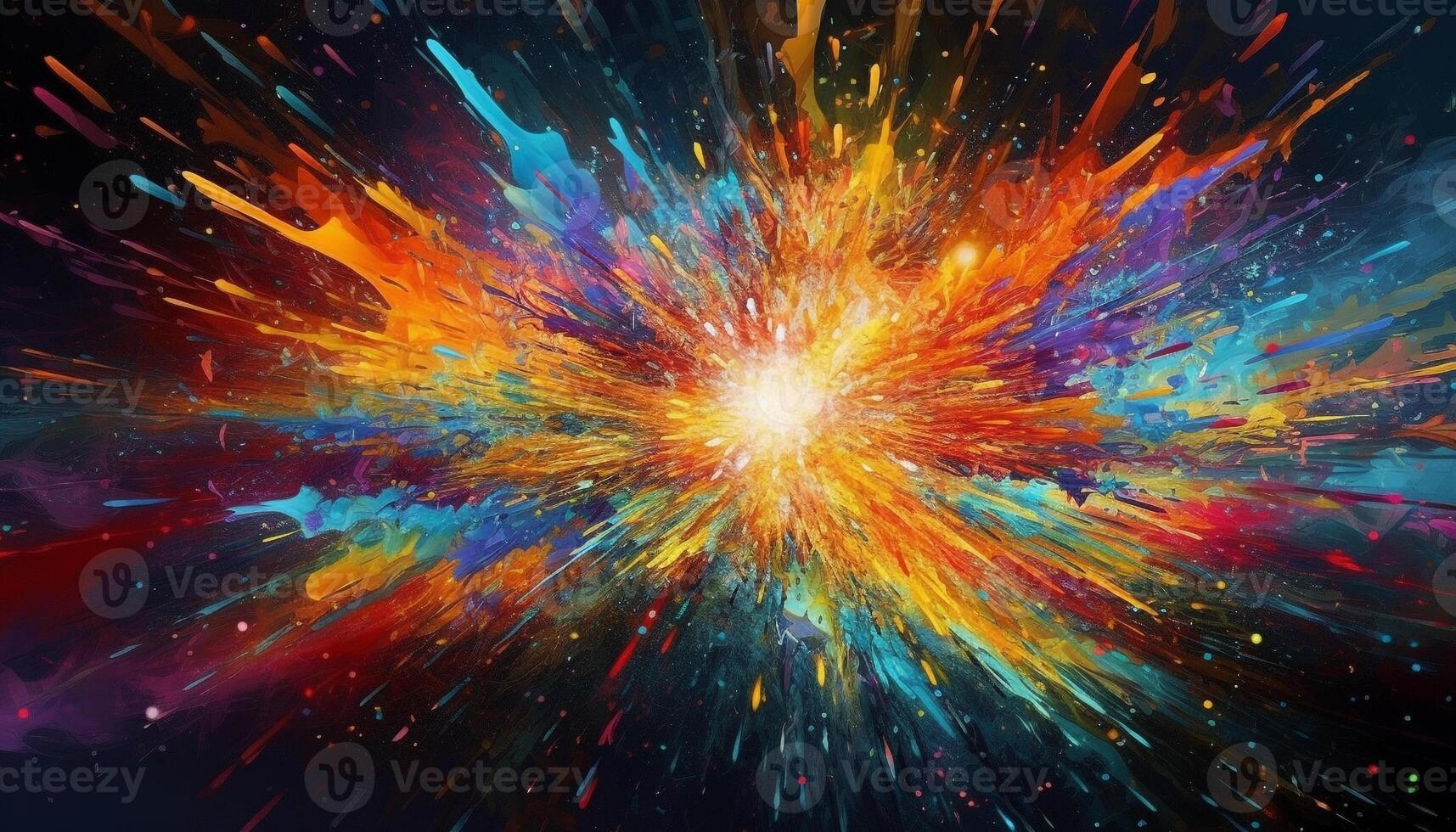 Exploding supernova illuminates vibrant multi colored galaxy in abstract illustration generated by AI photo
