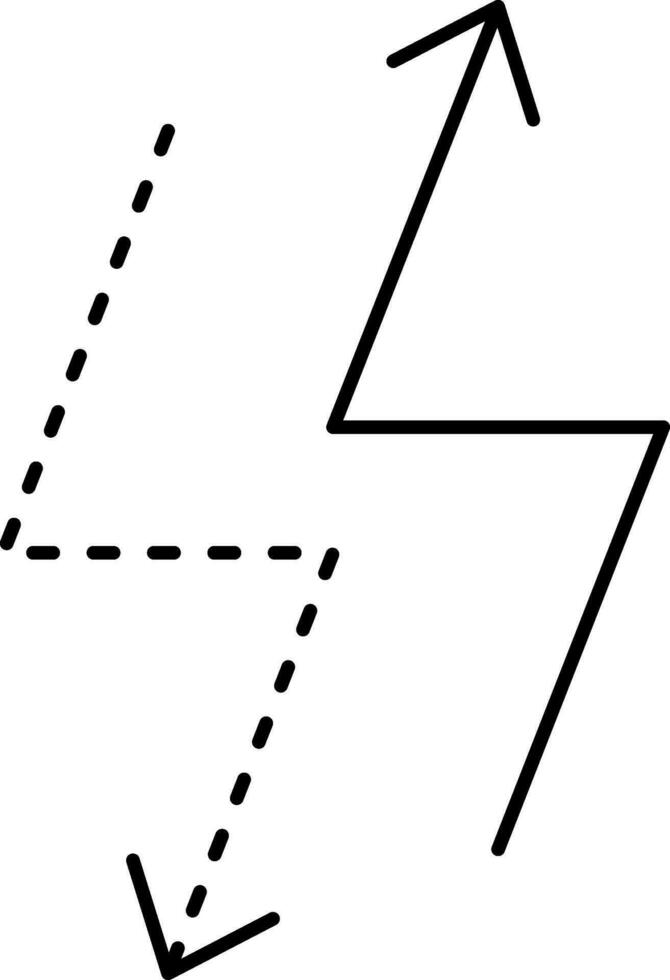Up And Down Zig Zag Arrow With Dotted Line Icon. vector
