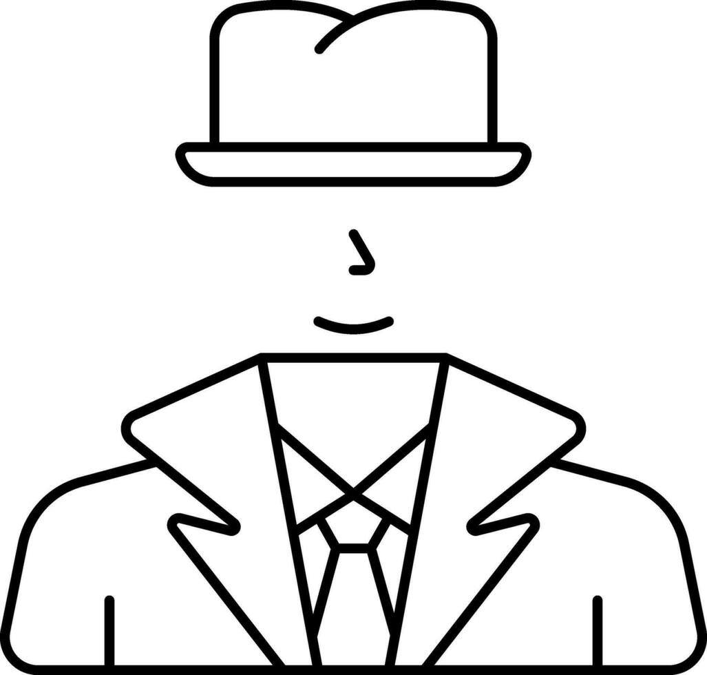 Black Line Art Illustration Of Invisible Man Icon. vector