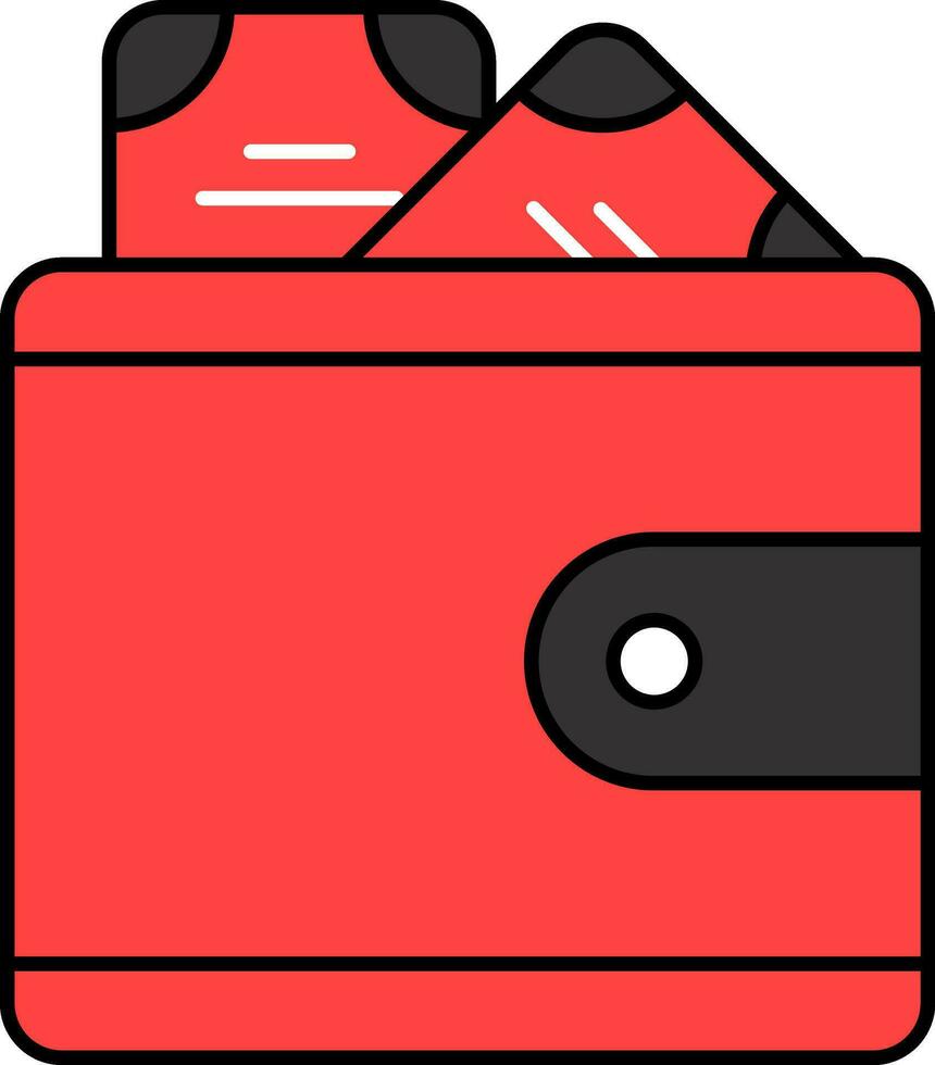 Red And Black Illustration Of Money Wallet Icon. vector