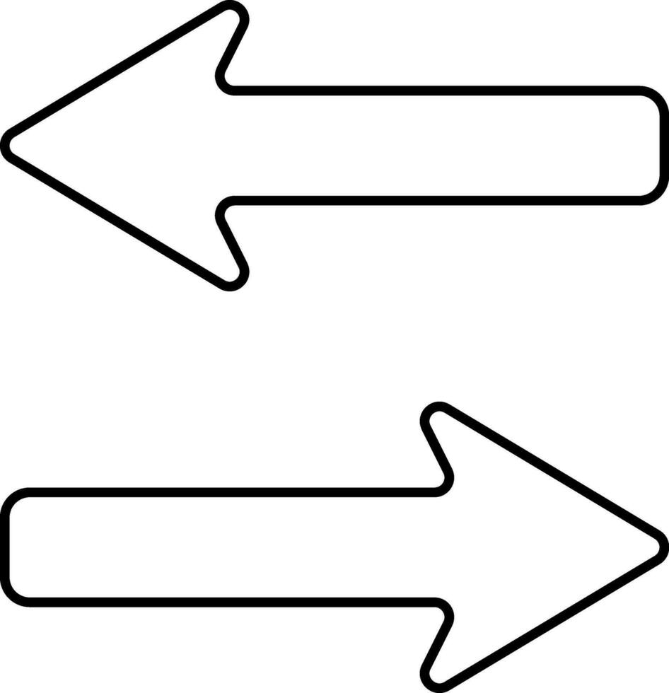 Left And Right Arrow Black Stroke Icon. vector