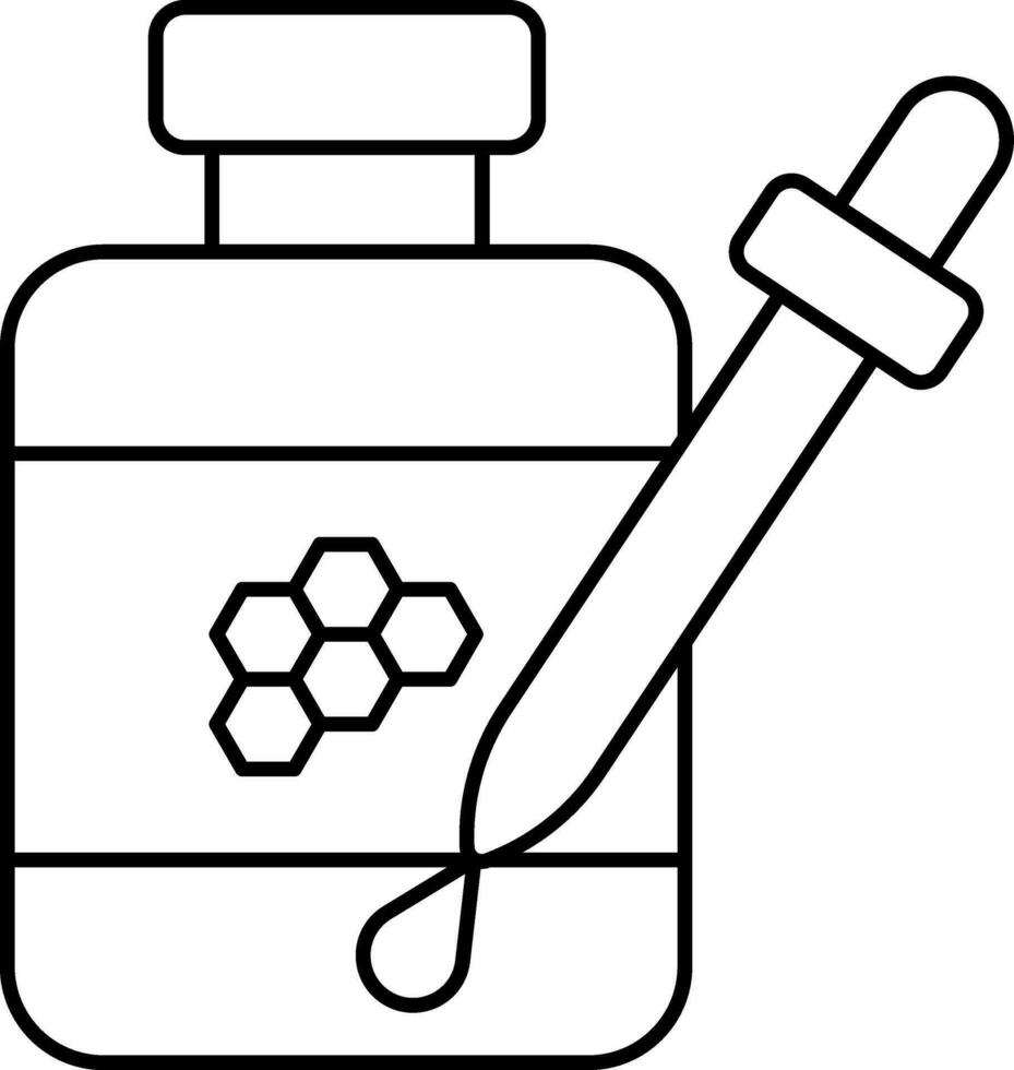 Honey Bottle With Dropper Icon In Line Art. vector