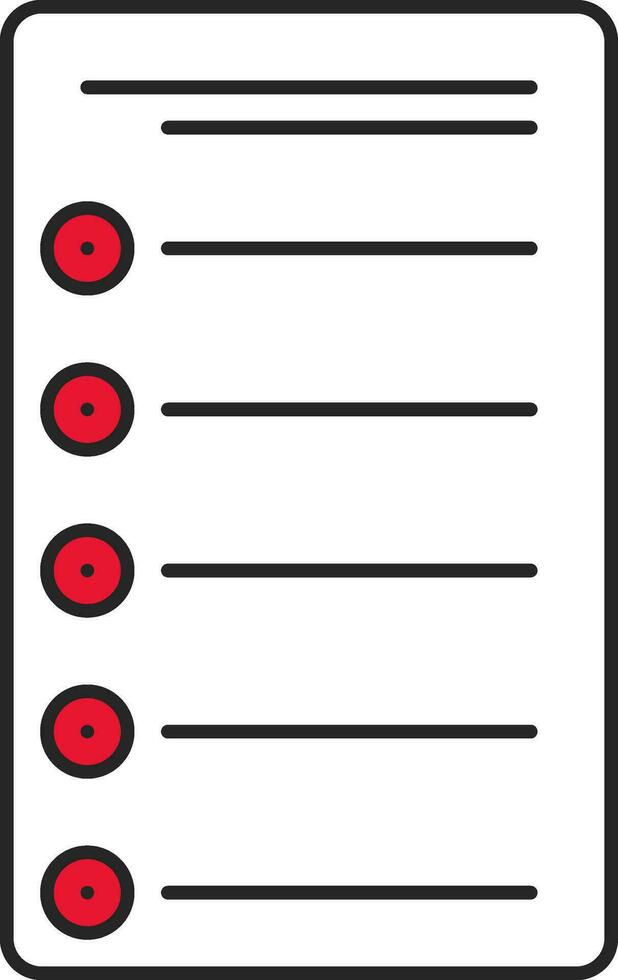 Red And White Illustration Of Step List Icon. vector