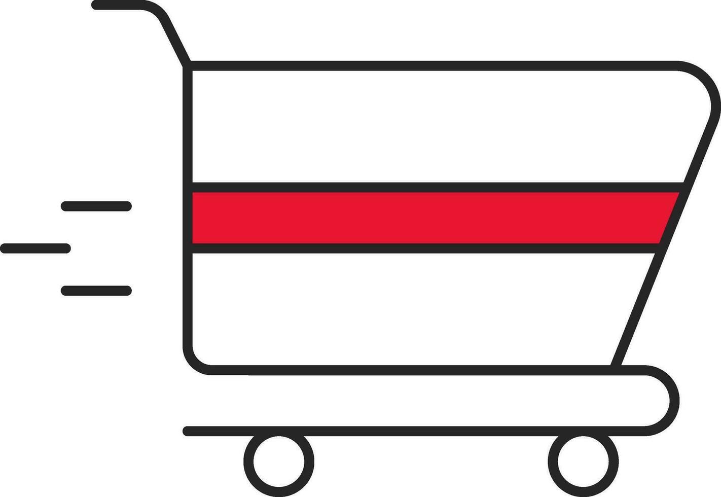 Red And White Blank Cart For Fast Shopping Icon Or Symbol. vector