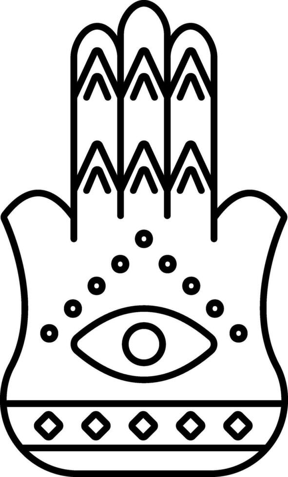 Hamsa Icon In Black Line Art. vector