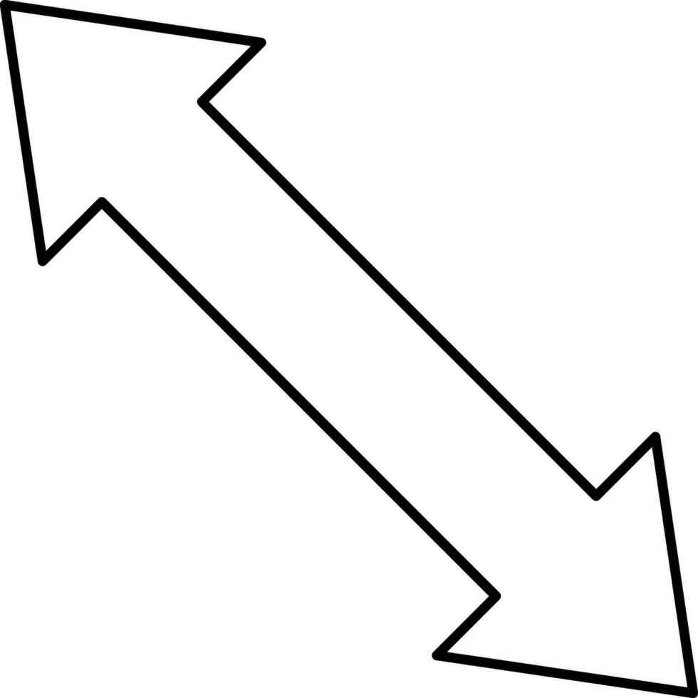 Diagonal Way Arrow Black Outline Icon. vector