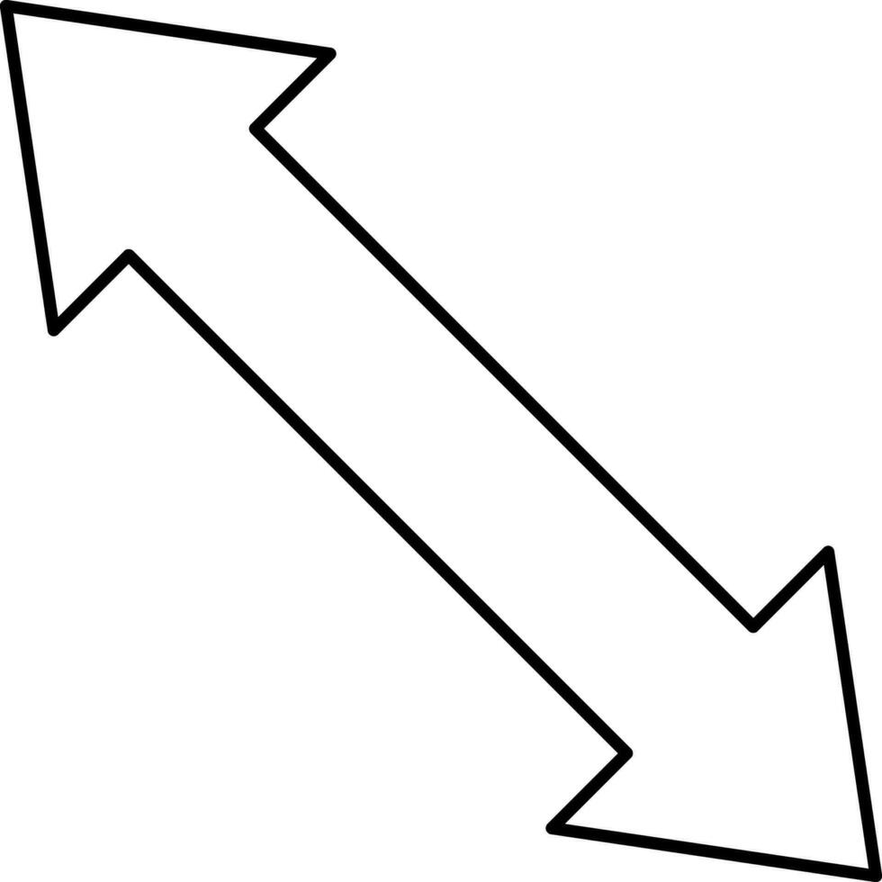 Diagonal Way Arrow Black Outline Icon. vector