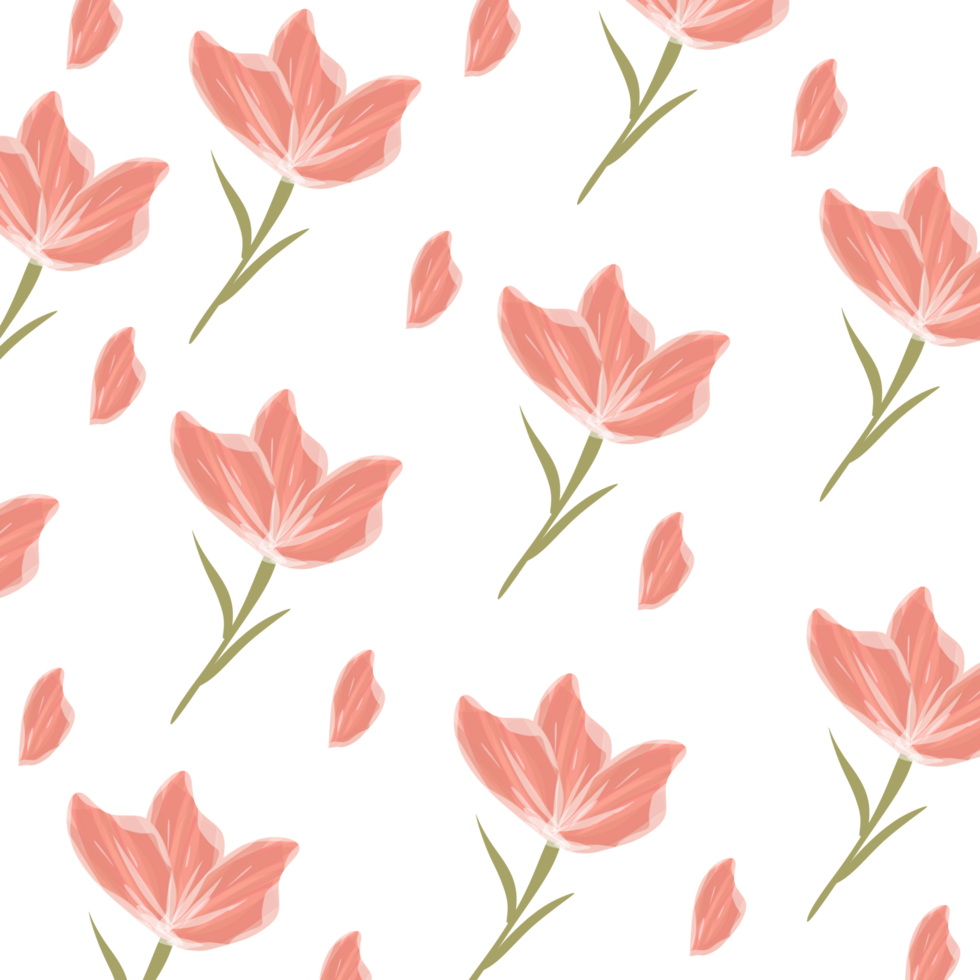 Watercolor rose flower pattern png