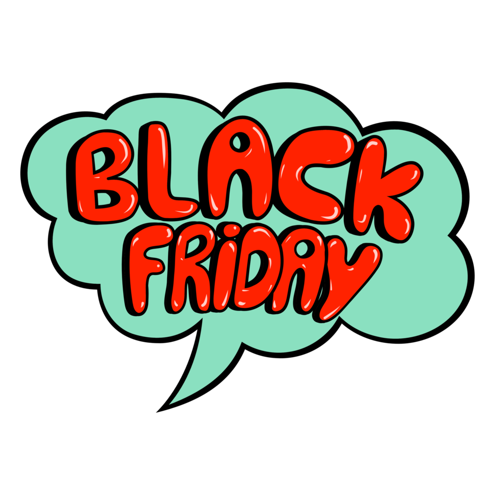 Black Friday Word on Speech Bubble, Retro Style png