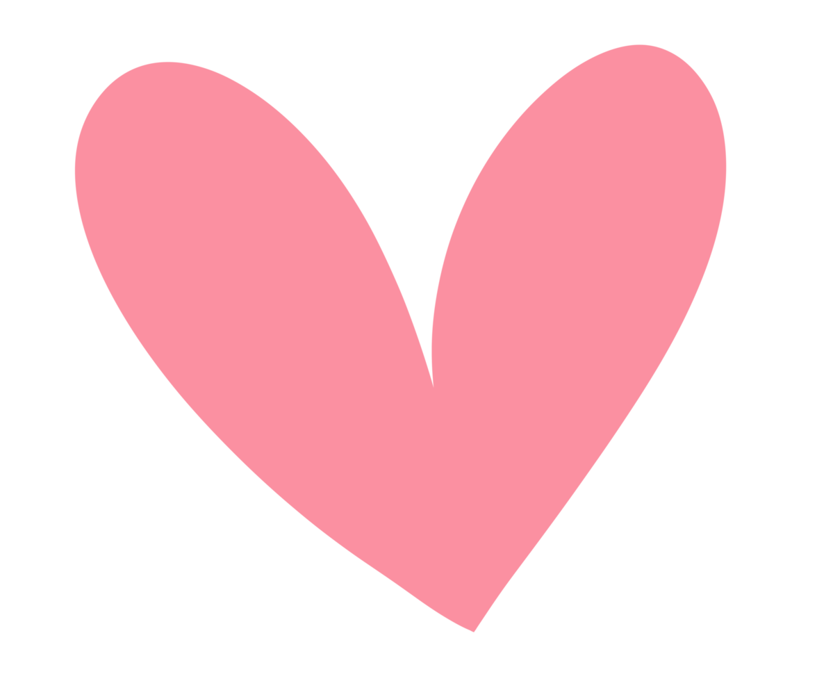 Pink heart sign isolated on transparent background. Valentines day icon. Hand drawn heart shape. World heart day concept. Love icon. PNG illustration