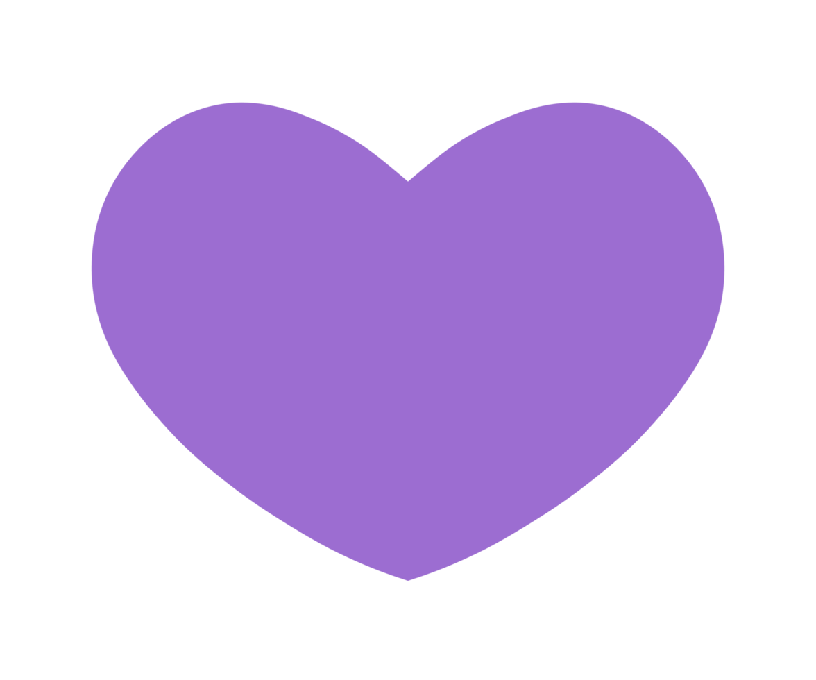 Purple heart sign isolated on transparent background. Valentines day icon. Hand drawn heart shape. World heart day concept. Love icon. PNG illustration