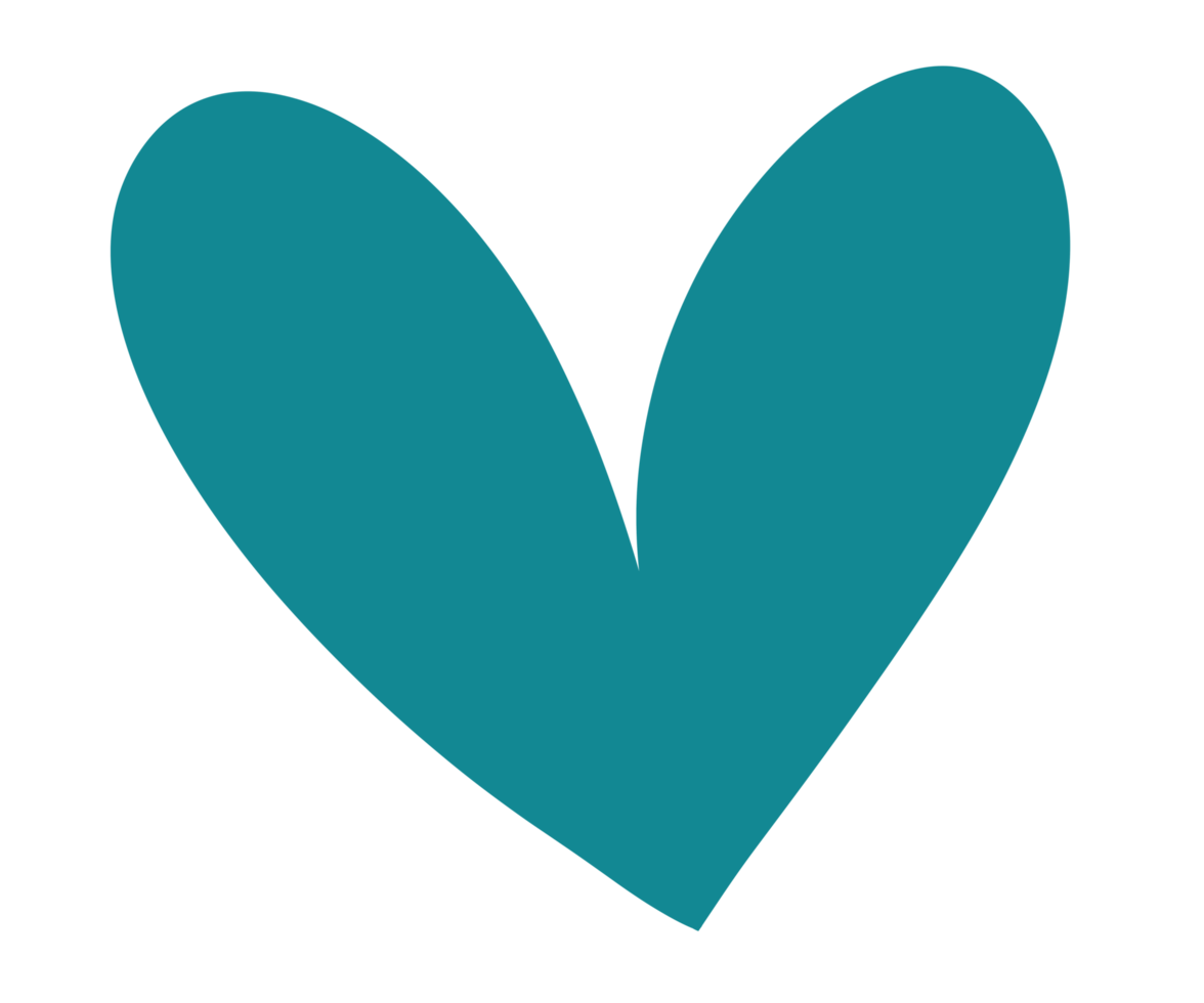 Teal color heart sign isolated on transparent background. Valentines day icon. Hand drawn heart shape. World heart day concept. Love icon. PNG illustration