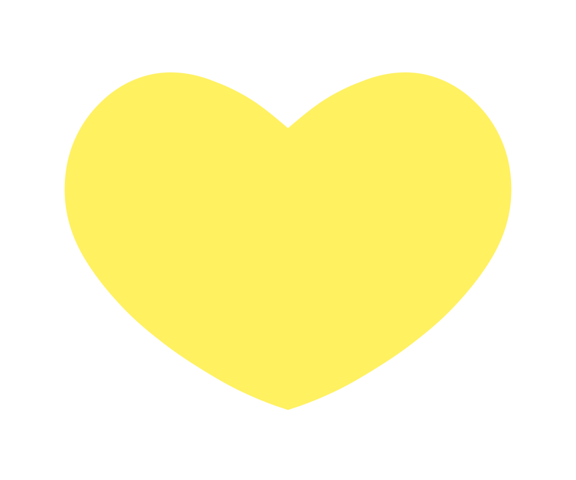 Yellow heart sign isolated on transparent background. Valentines day icon. Hand drawn heart shape. World heart day concept. Love icon. PNG illustration