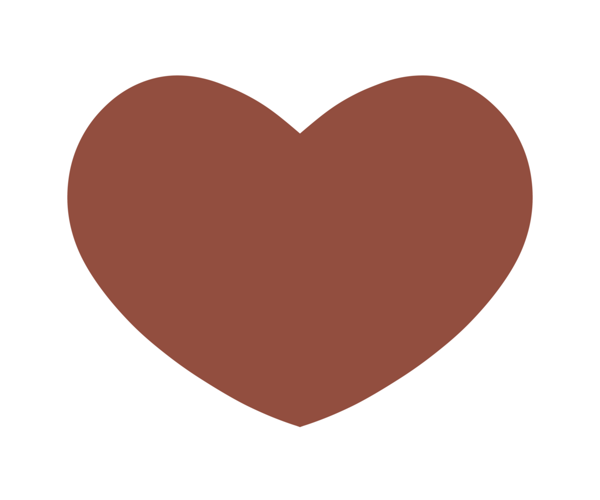 Brown heart sign isolated on transparent background. Valentines day icon. Hand drawn heart shape. World heart day concept. Love icon. PNG illustration