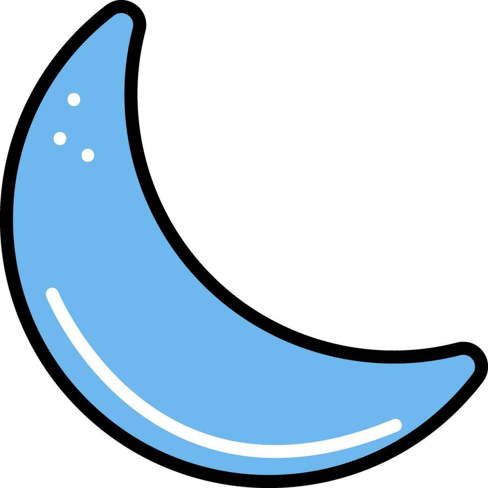 Blue Crescent Moon Flat Icon On White Background. vector