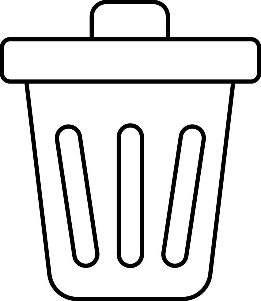 Black Lineal Style Dustbin Icon Or Symbol. vector