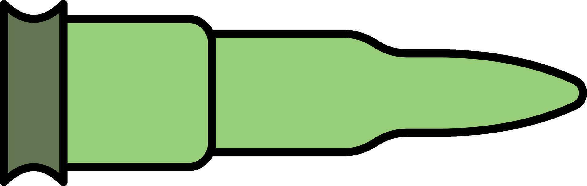 Green Color Gun Bullet Icon In Flat Style. vector