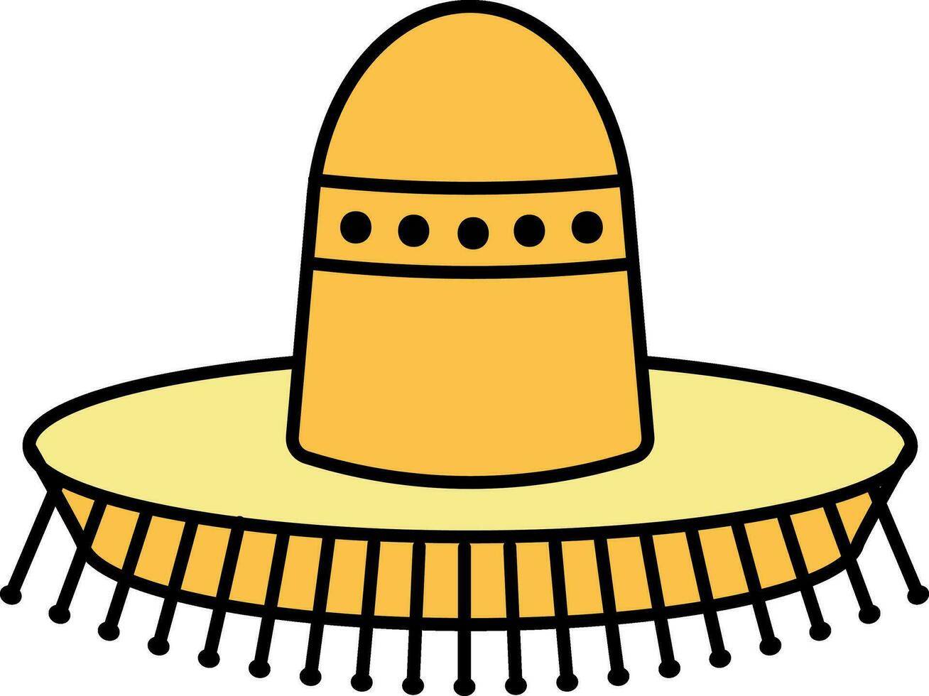 amarillo sombrío sombrero plano icono en blanco antecedentes. vector