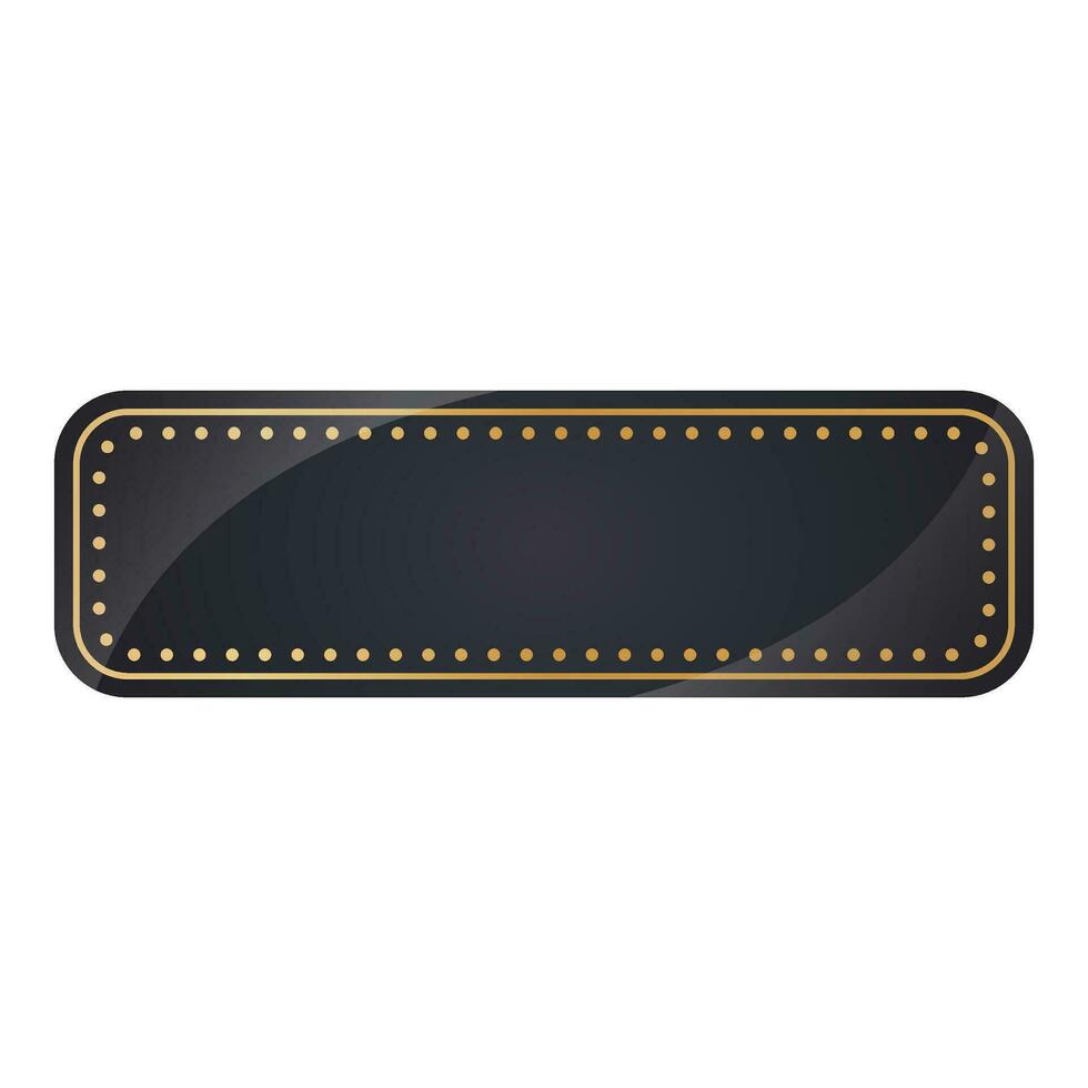 Empty Rectangle Frame In Black And Golden Color. vector