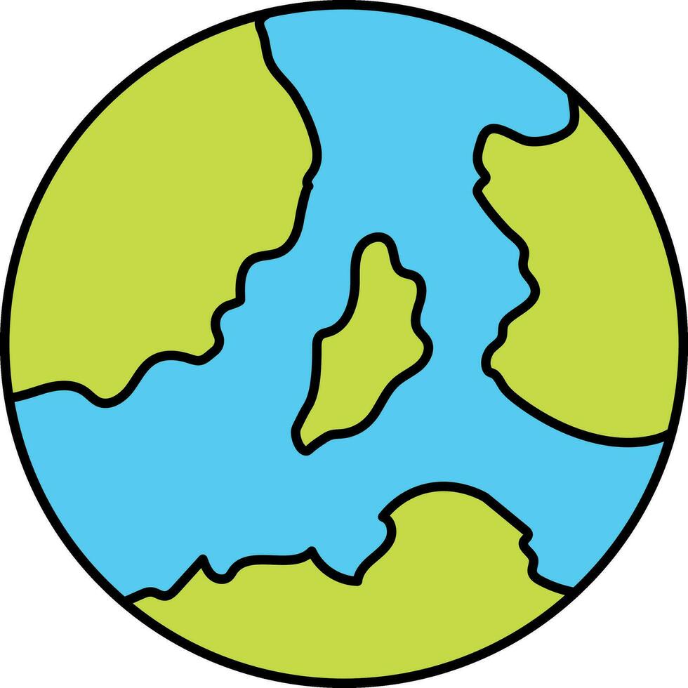 Blue And Green Earth Globe Flat Icon Or Symbol. vector