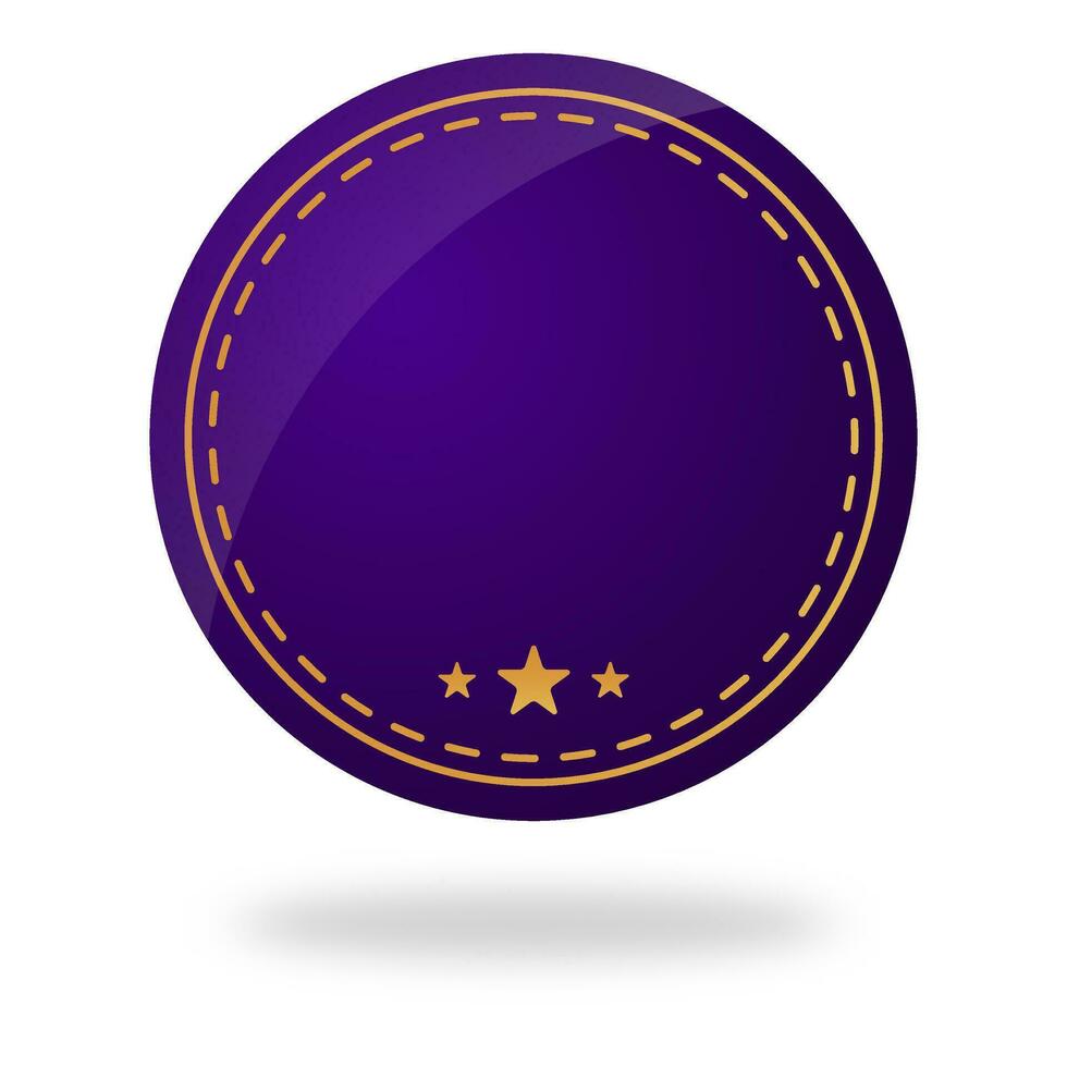 Purple Empty Round Badge Or Token Element On White Background. vector