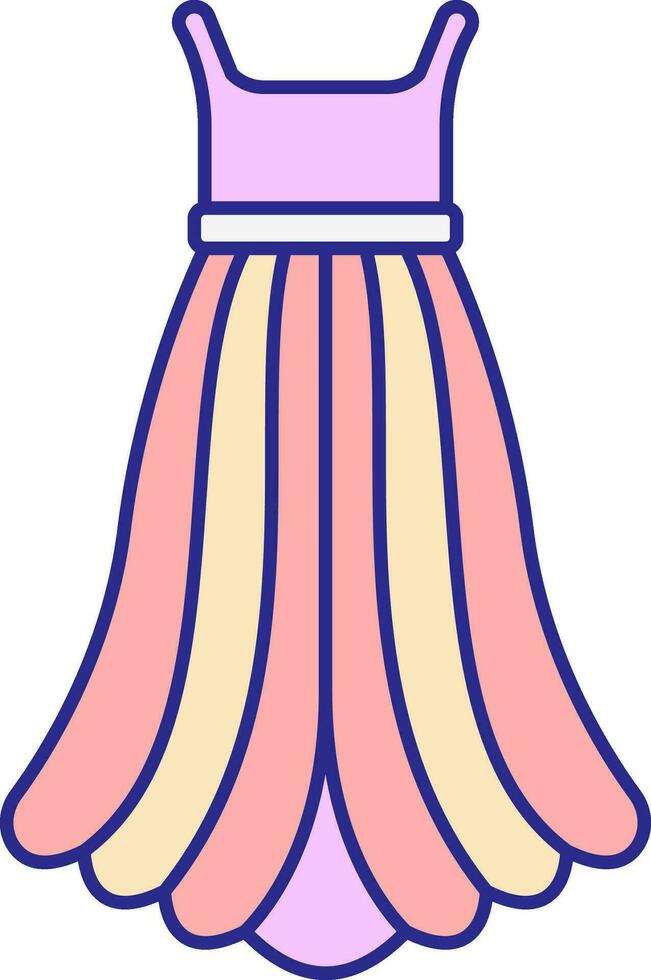 Colorful Sleeveless Frock Suit Icon In Flat Style. vector