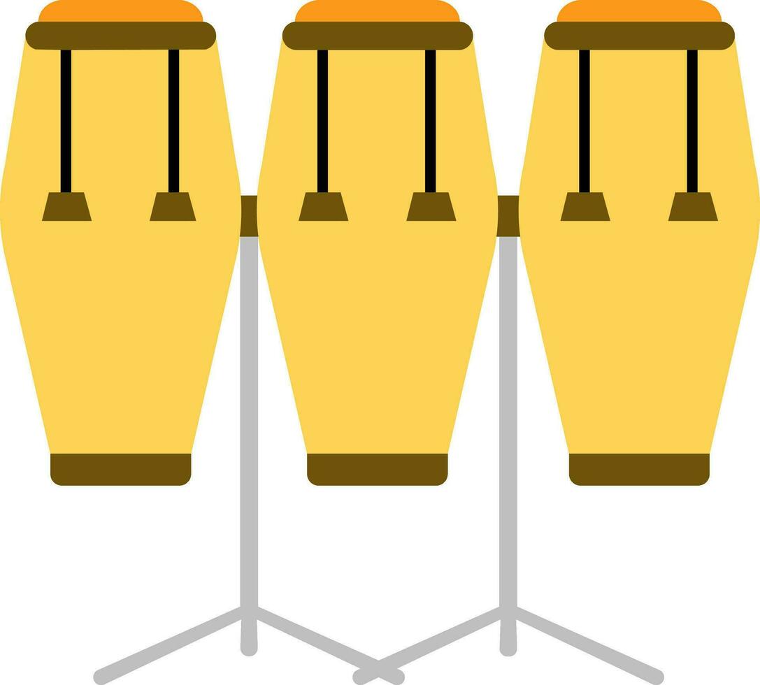 Yellow And Brown Conga Drum Set Icon In Flat Style. vector