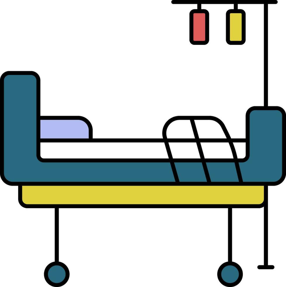 médico cama con iv bolso estar vistoso icono. vector