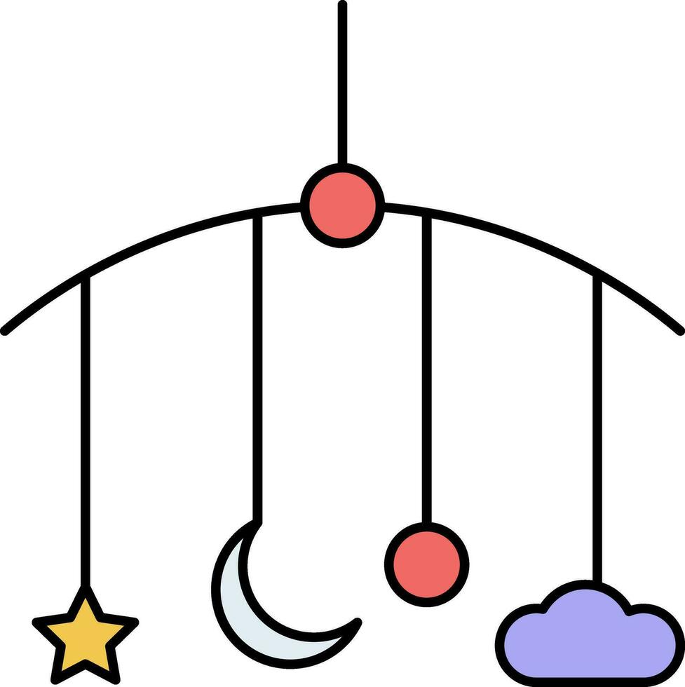 Hanging Cloud Mobile Crib Colorful Icon. vector