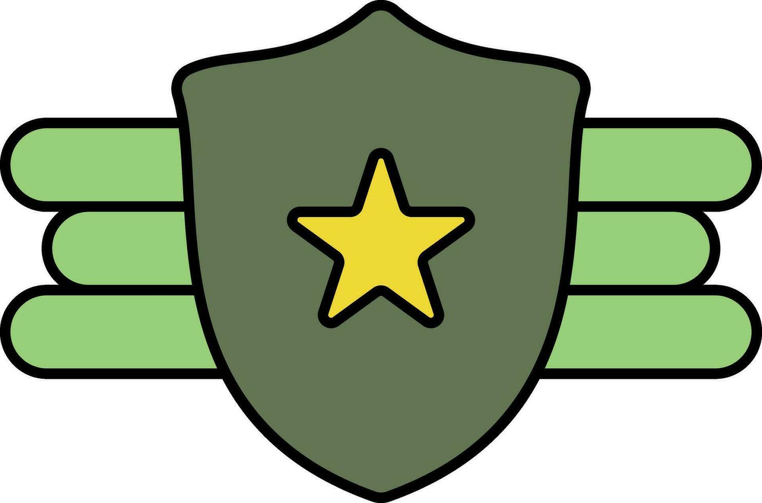 militar estrella Insignia icono en verde y amarillo color. vector