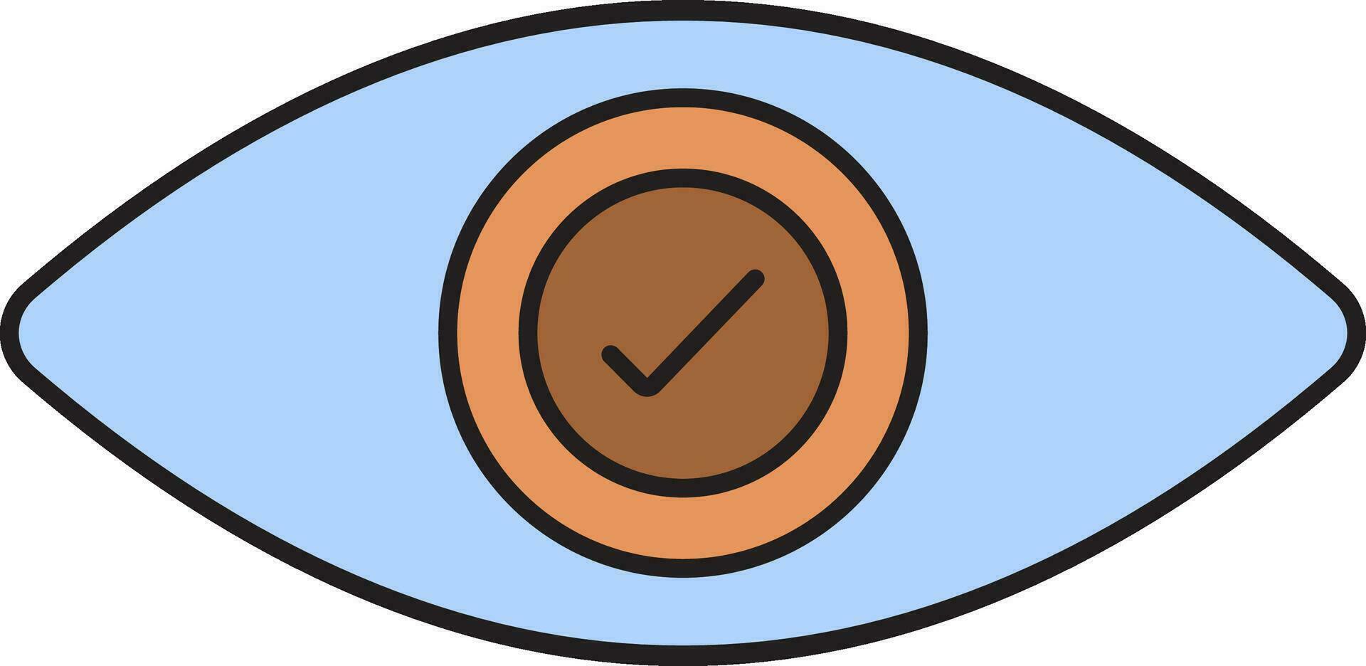 Check View Or Eye Icon In Brown And Blue Color. vector