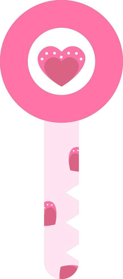 Heart Key Icon In Pink Color. vector
