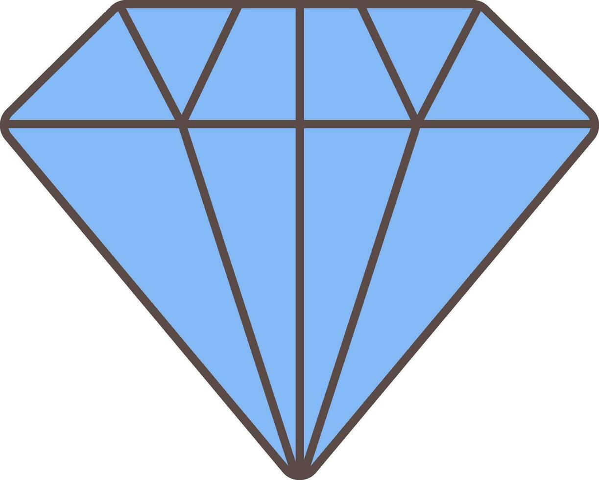 Blue Diamond Icon In Flat Style. vector