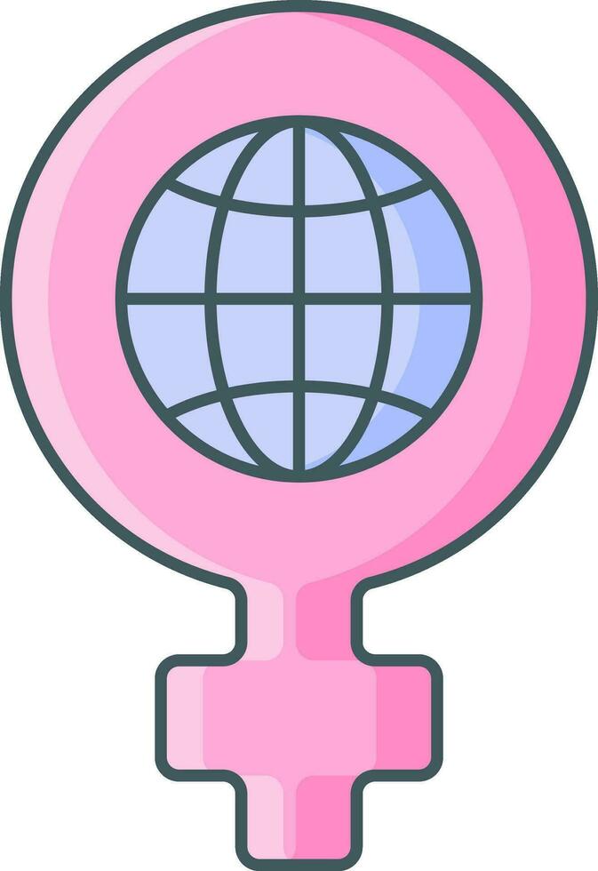 aislado vistoso feminismo firmar con globo icono en plano estilo. vector