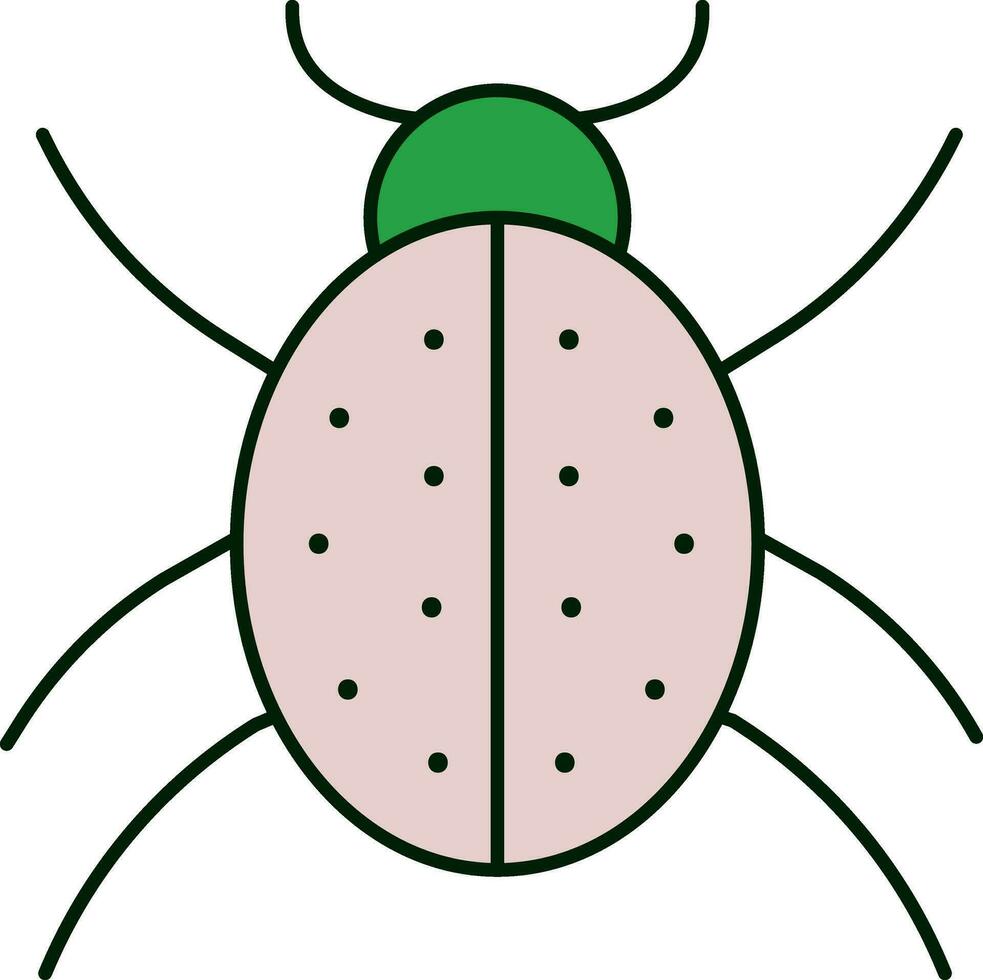 Ladybug Icon In Pink And Green Color. vector