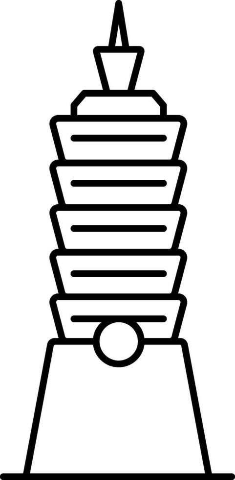 Taipei Taiwan Building Icon In Line Art. vector