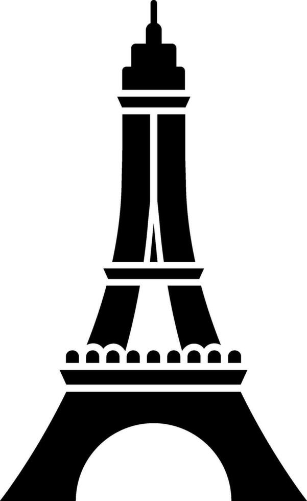 negro y blanco eiffel torre icono en plano estilo. vector