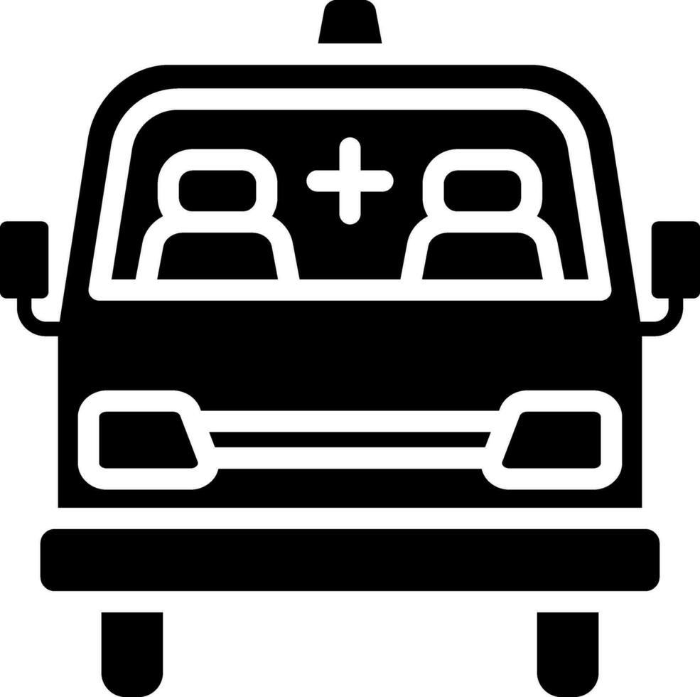 Glyph ambulance icon in flat style. vector