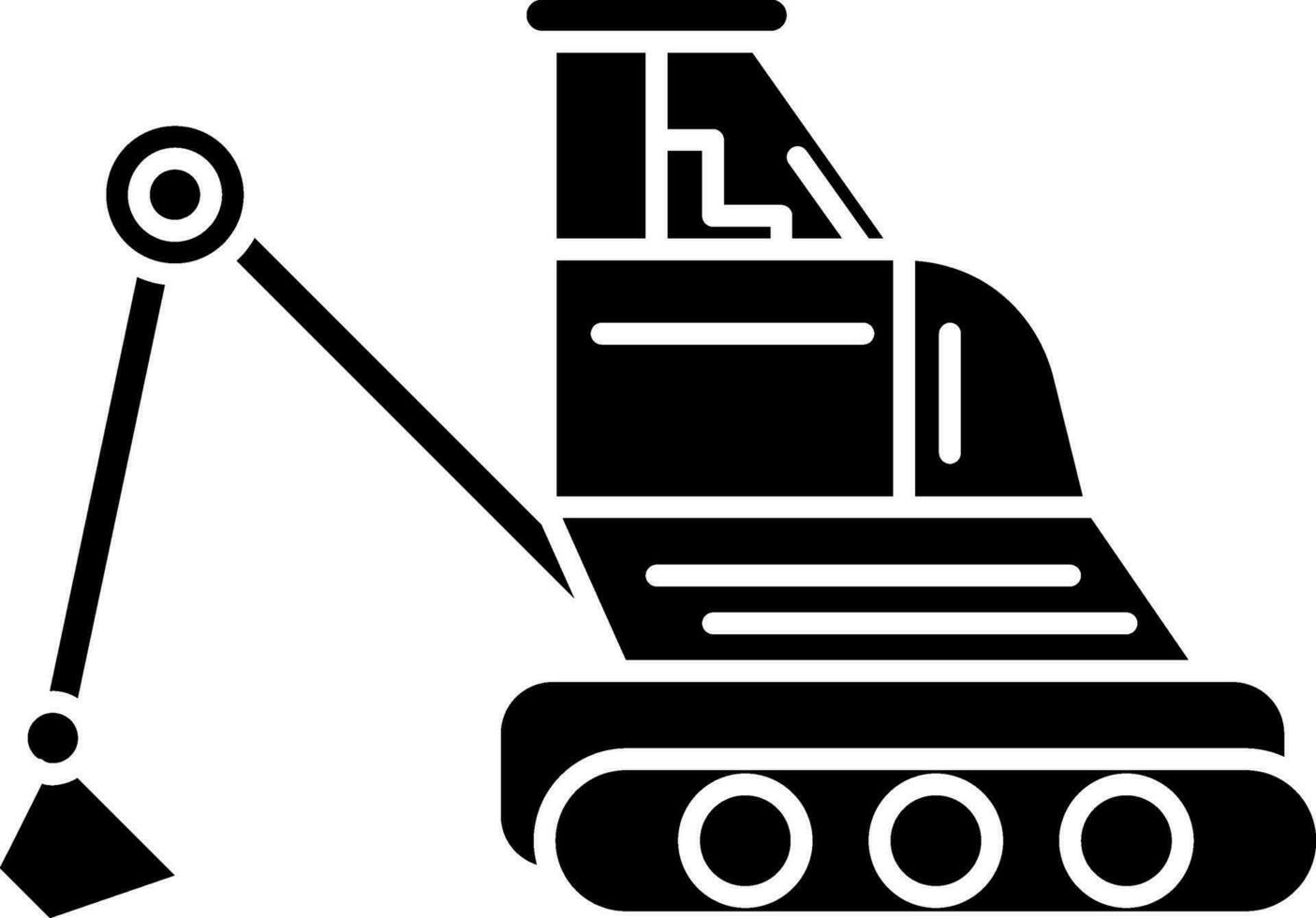 Black And White Excavator Or Backhoe Icon. vector