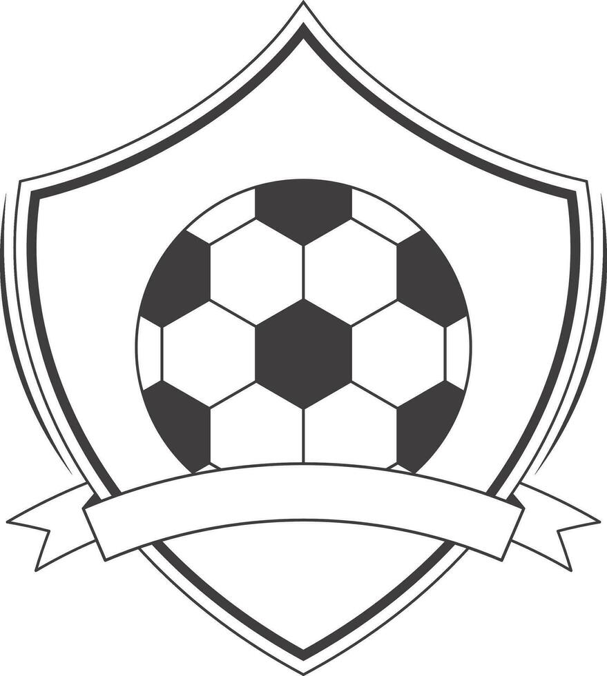 Doodle Soccer Shield Label On White Background. vector