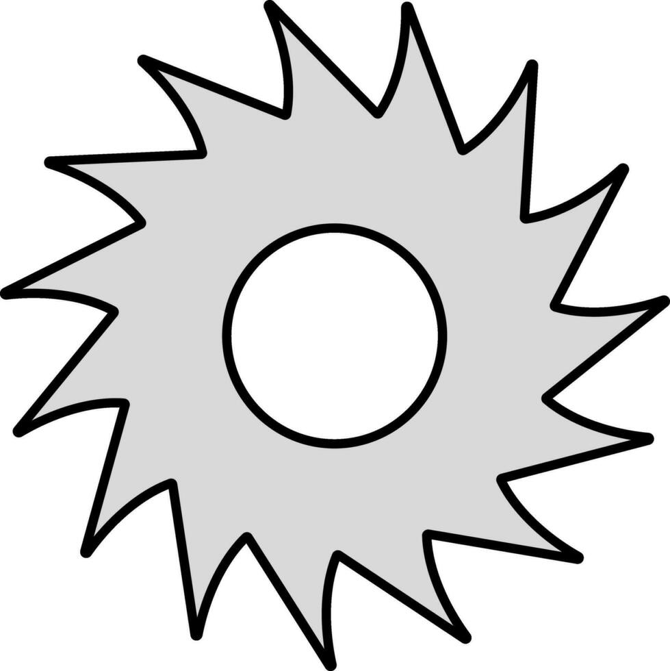 circular Sierra espada plano icono en gris color. vector