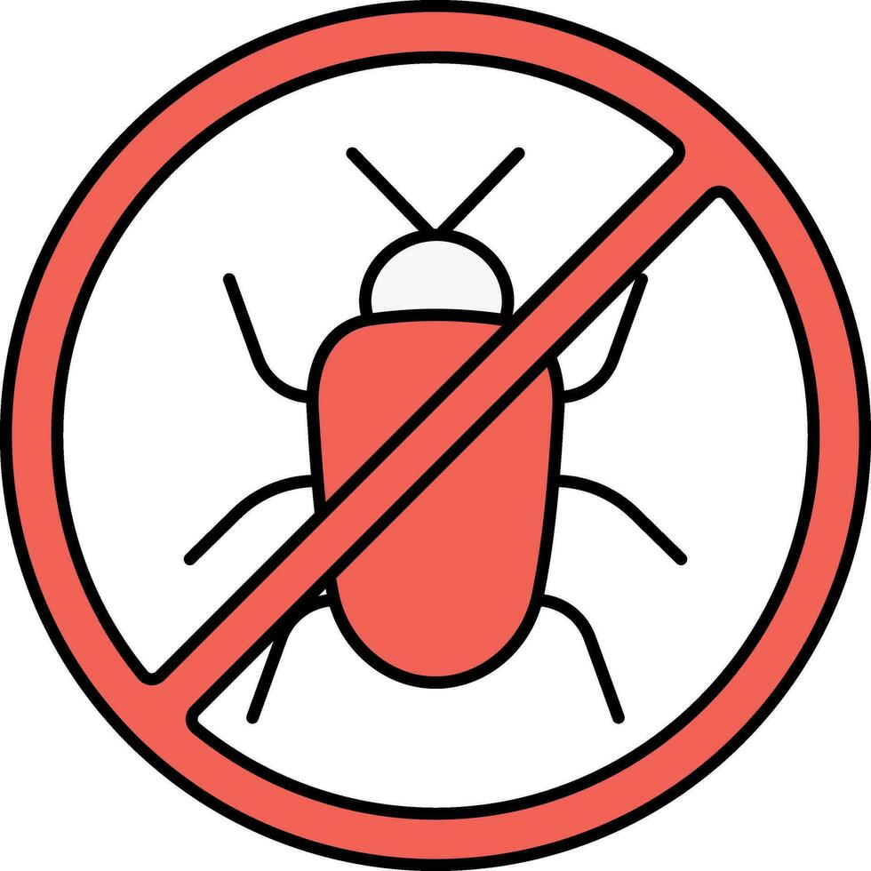 Illustration Of No Bug Red Icon Or Symbol. vector