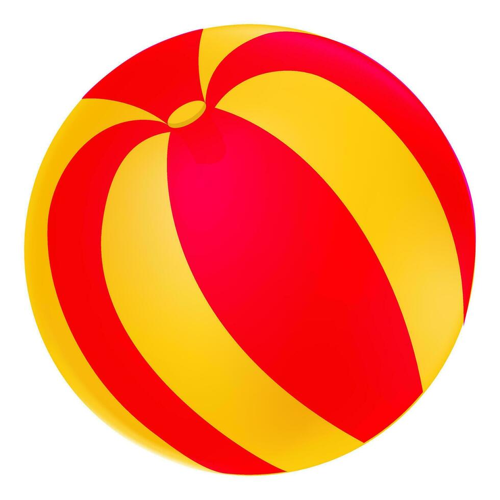 Red And Yellow Beach Ball Flat Element. vector