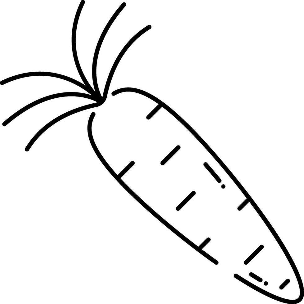 Isolated Carrot Icon In Black Outline. vector