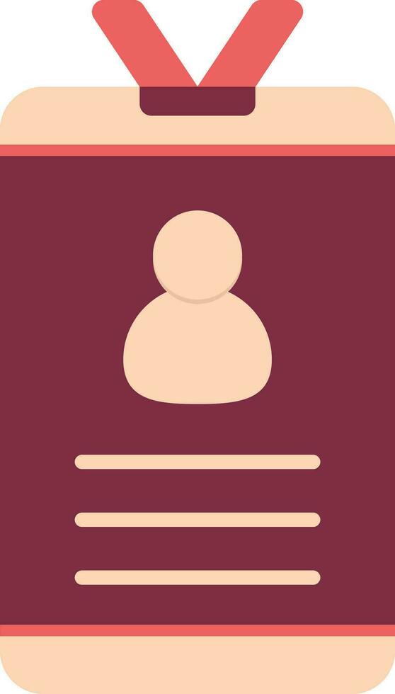 Peach And Red ID Card Flat Icon. vector