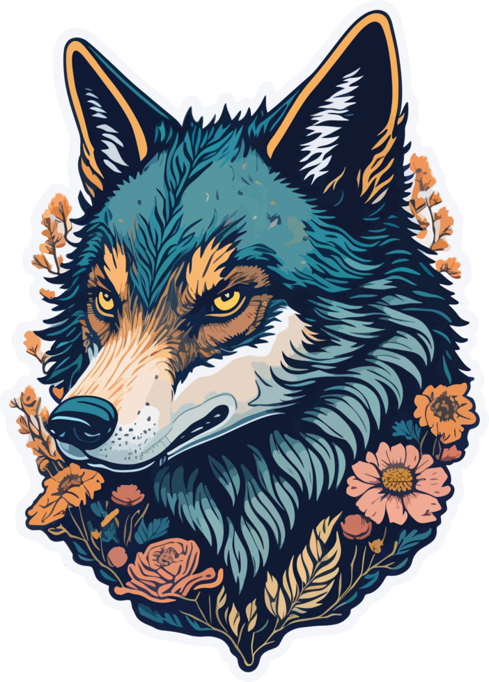 mascota de lobo cabeza con ai generativo png