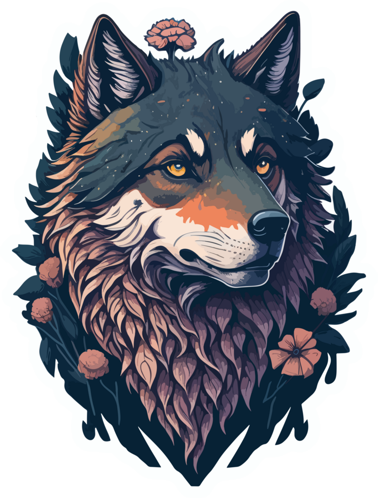 Wolf Face Illustration Logo Mascot with AI Generative png