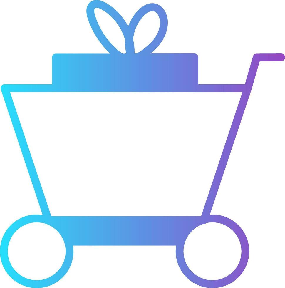 Shopping Cart With Gift Box Icon In Flat Style. vector